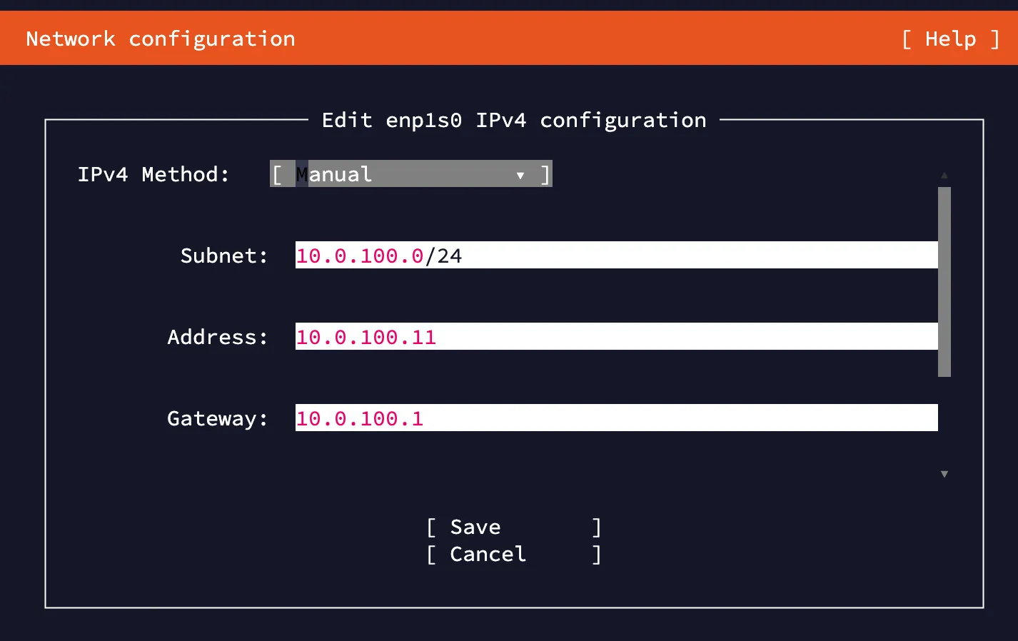 Ubuntu Server IPv4 configuration for VLAN 100